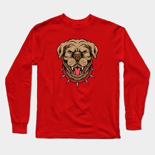 Mean Pitbull Head Long Sleeve T-Shirt